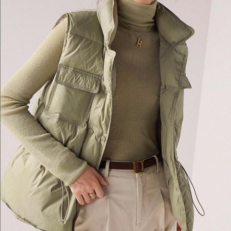 

Women' Vests Ultra Light Down Vest Women Short Windproof Lightweight Warm Waistcoat Female White Duck Coat Sleeveless Tops, Kahki vest