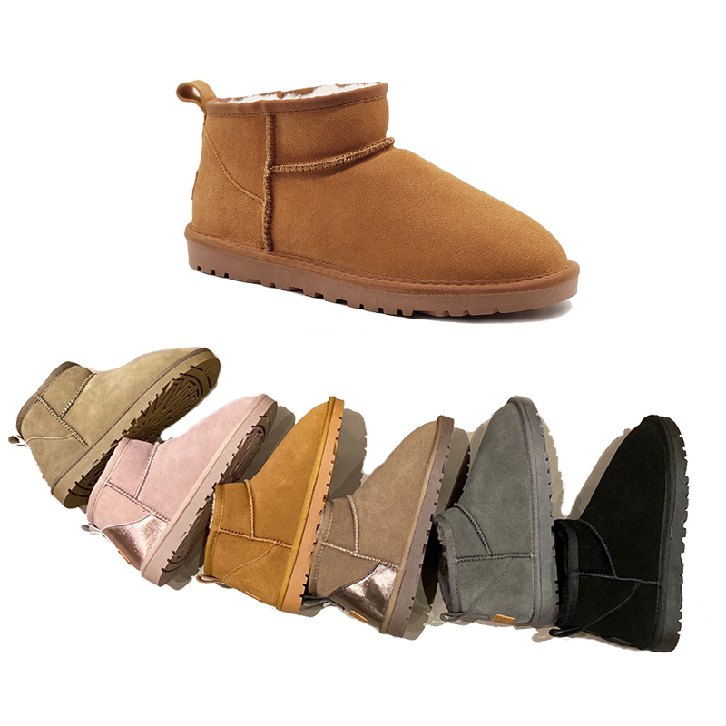 

Designer Mens Boots Warm Fur Boot Mini Fluffy Mules Ankle Snow Booties Real Leather Flats Luxurious Shoes For Man EU44, 6#