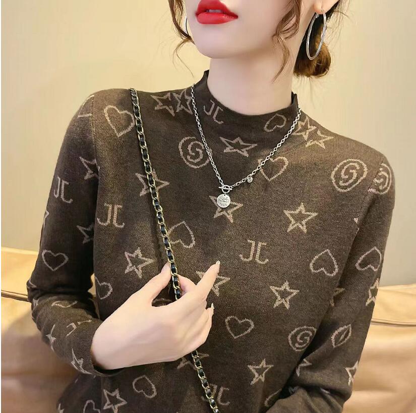 

Women's Sweaters Hip Hop Luxury Casual Fashion Turtleneck Loose New All-match Pullovers T Shirts, 06