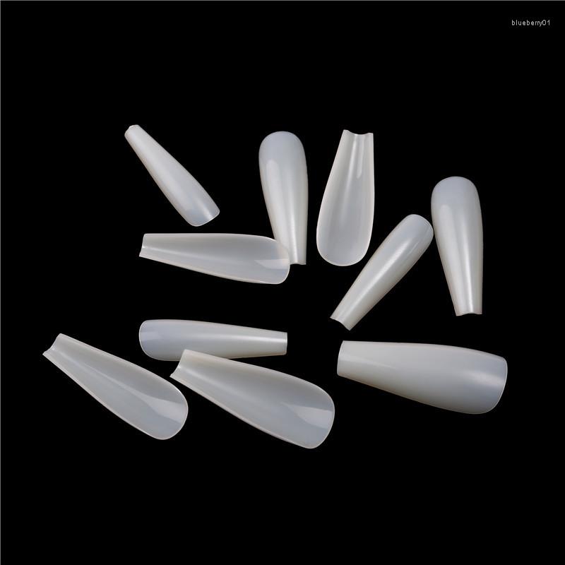 

Nail Art Kits 500PCS Solid Color Green Natural Faux Acrylic Long CoffinT-Shaped Fake Stiletto Tip Press