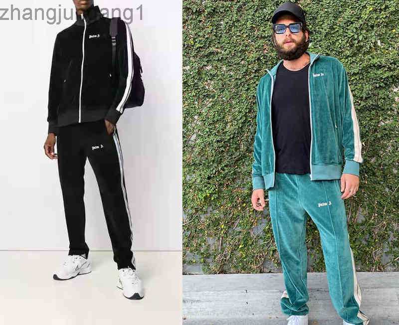 

Palm Designer Velour Tracksuit Europe America Side Stripe Zipper Loose Straight Mens Womens Leisure Sports Angel Coats Jacket
