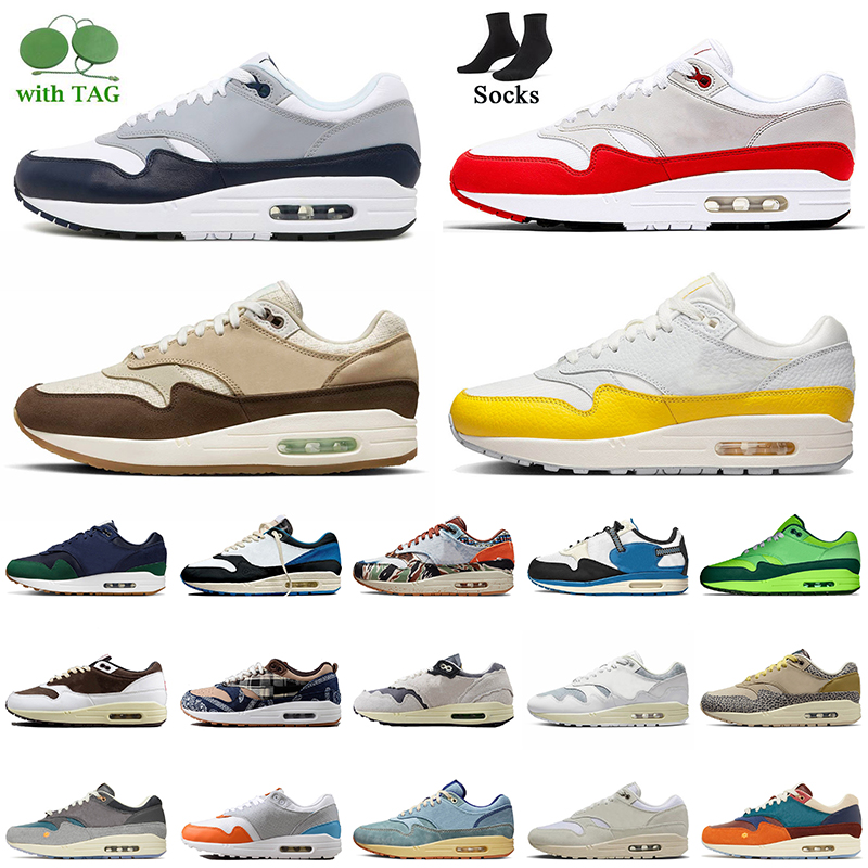 

Runner Sneakers Patta 1 87 Sport Running Shoes Fashion 2023 Women Mens Crepe Hemp Obsidian OG Anniversary Triple Black White Ironstone Cactus Jack Fragment Trainers, C46 triple black 40-45