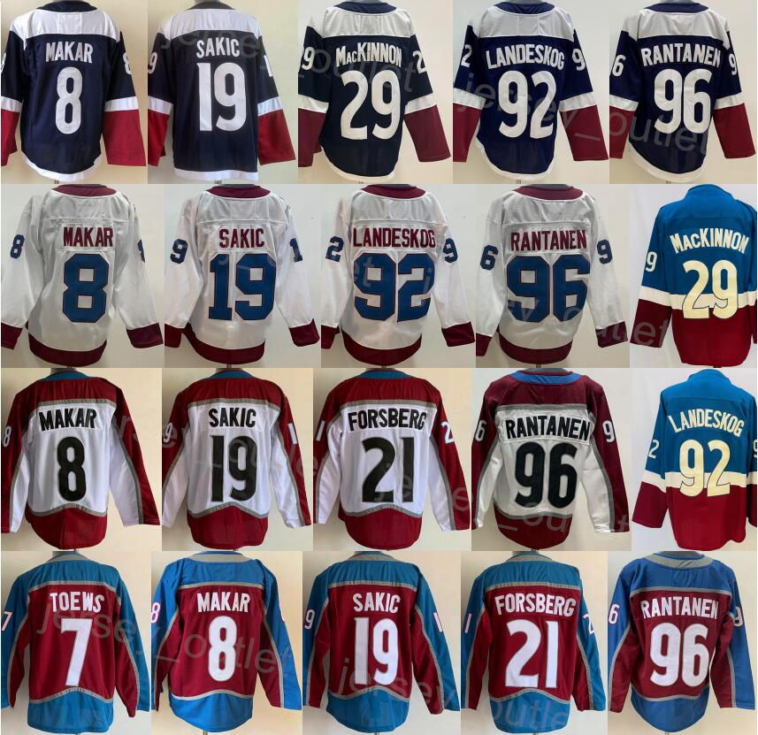 Men Reverse Retro Hockey 8 Cale Makar Jersey 29 Nathan MacKinnon 92 Gabriel Landeskog 96 Mikko Rantanen 19 Joe Sakic 7 Devon Toews 21 Peter Forsberg
