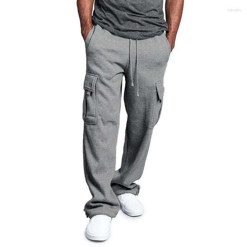 

Men's Pants Plus Size Mens Side Pocket Joggers Hip Hop Fashion Casual Street Multi-pocket Cargo Trousers Streetwear, White