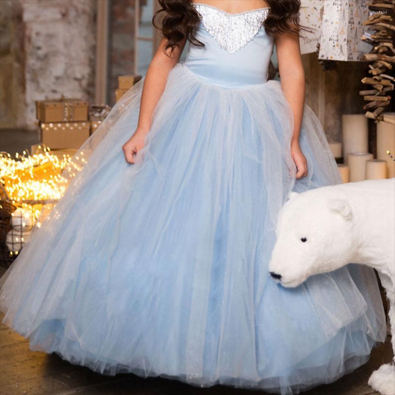 

Girl Dresses Formal Bridesmaid Children Birthday Clothes Blue With Diamond Princess Party Wedding Evening Prom Costume Vestidos, Black