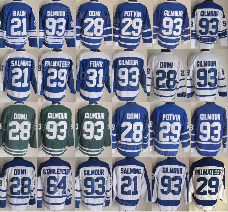 

Men Retro Hockey Vintage Classic 93 Doug Gilmour Jersey 75th Anniversary 29 Mike Palmateer 21 Borje Salming 64 Stanleycup 29 Felix Potvin, Green