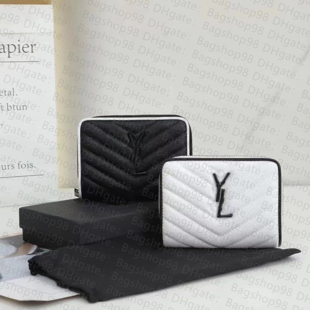 

Women bag folding zipper card bag fashion large capacity short purse metal color LOGO luxury brand 2022 coin purse, Black