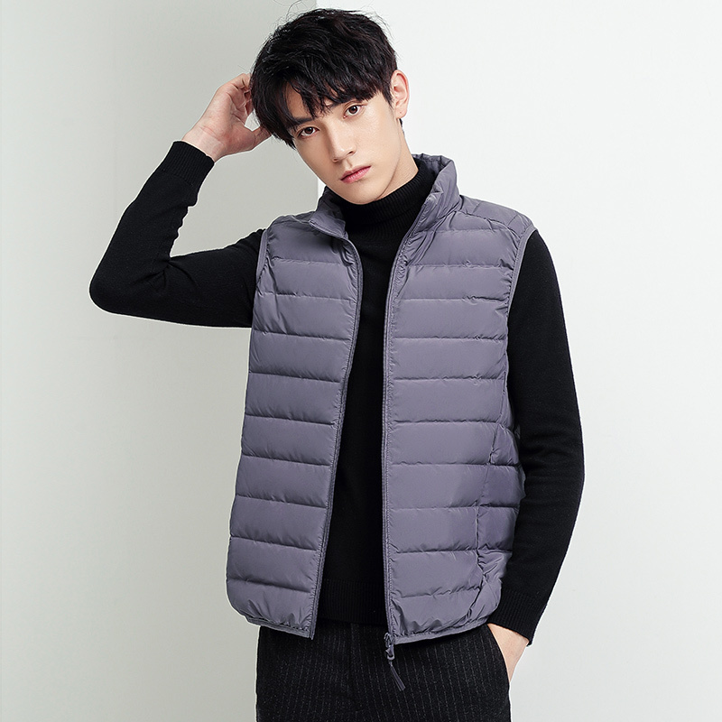 

Men's Down Parkas Lightweight Down Jacket Men'S Warm Korean Fashion Trend Vest Wearing Vest Waistcoat 90 White Duck Down Casual Coat Man 220930, Black