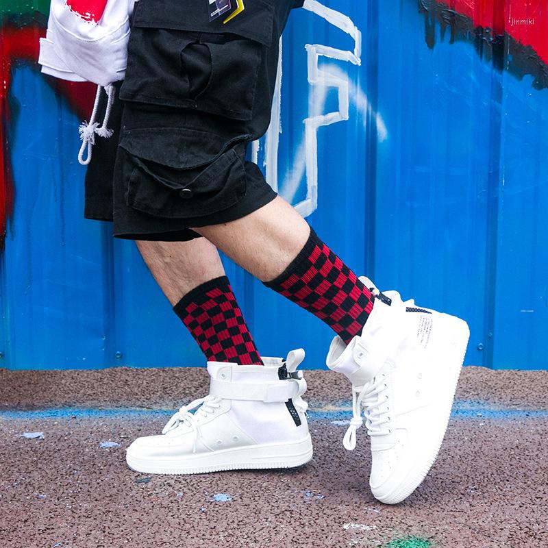 

Men's Socks HY59-wonderful Happy Black White Square Sock Men Trend English Style Personality Long Street