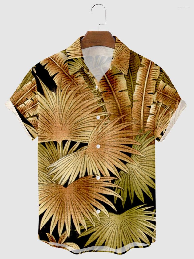 

Men's Casual Shirts For Men Y2k Hombre Leaf Pattern 3D Print Short Shirt Men's Street Hawaiian Retro Harajuku, La06661 3m37 w