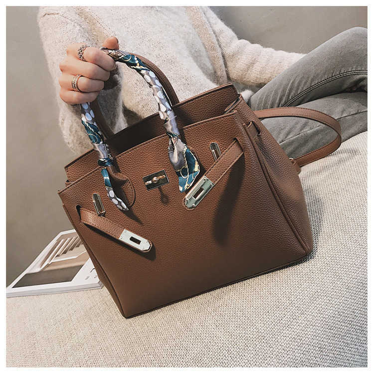 

Birkins bags Luxurys designer Herme Big women 2022 new s fahion lychee pattern hand Single Shoulder Meenger, Blue