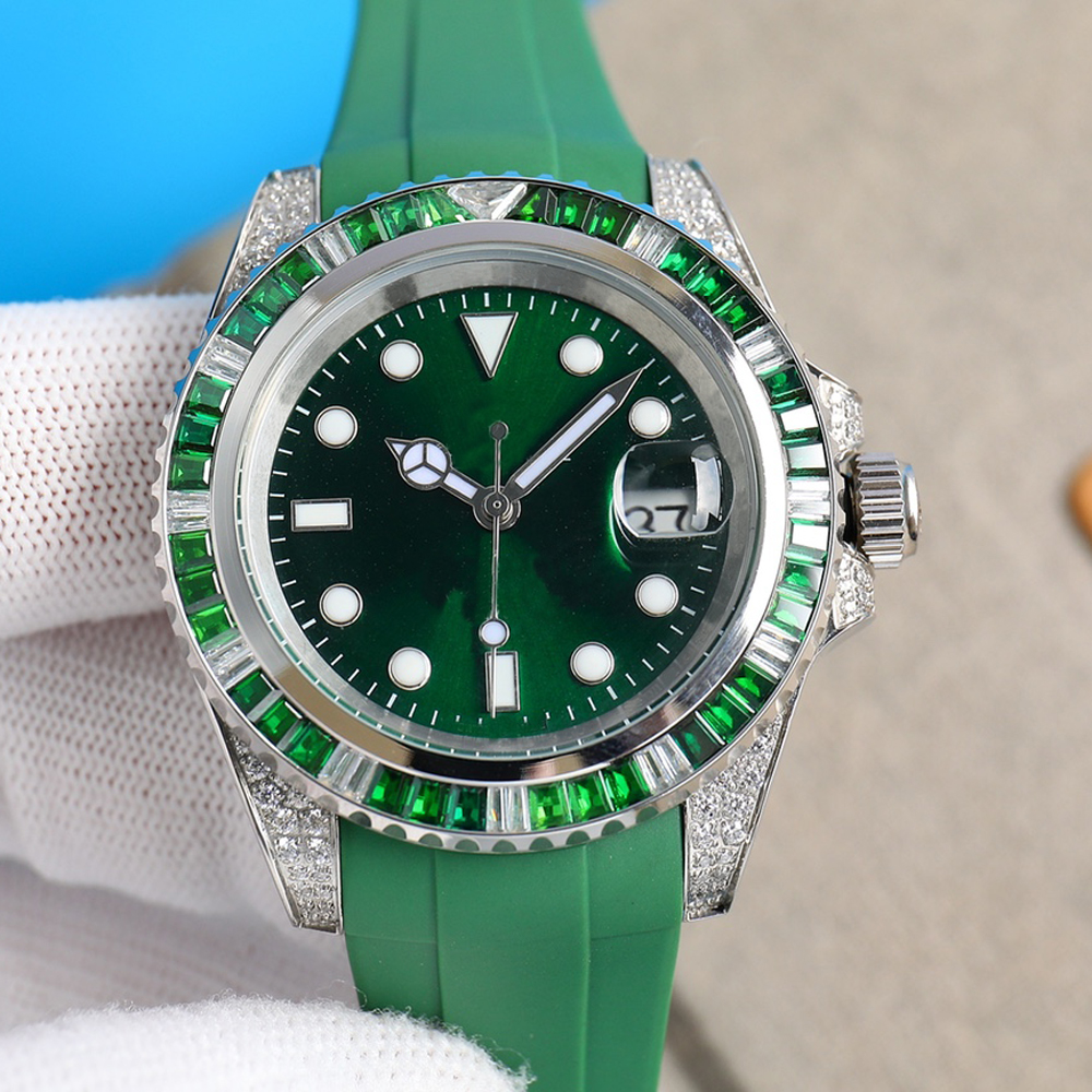 

Top Diamond Watch Mens Watch Automatic Mechanical Movement Rubber Strap Luminous Designer WristWatches Waterproof, Color 4
