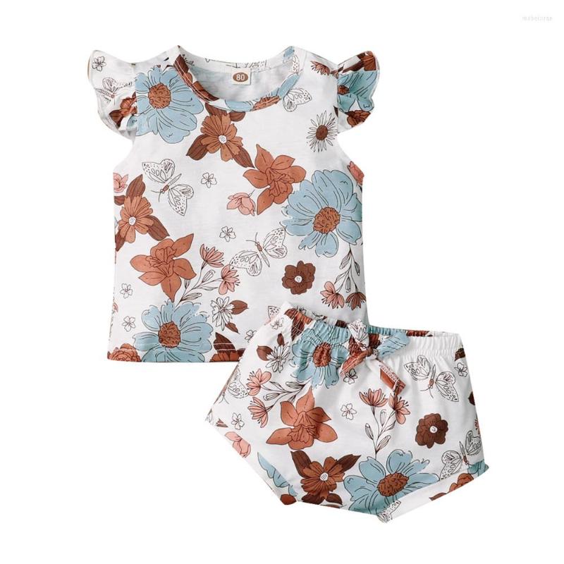 

Clothing Sets Infant Born Baby Girls 2Pcs Butterfly Floral Clothes Set Sleeveless Tops Shirts PP Shorts Summer Outfits, Picture shown