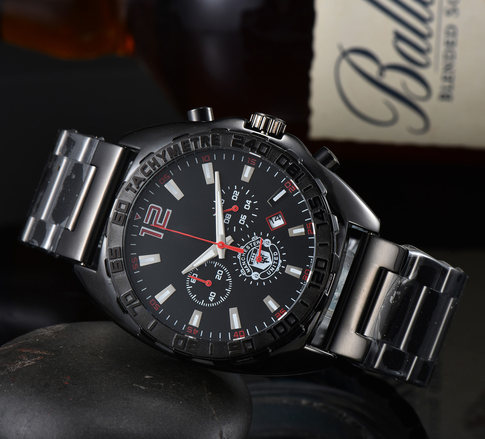 

Men TOP Brand Quartz Wristwatches 6pin Full Function Calendar Chronograph Mens Luxury Fashion Waterproof Silicone Watch Male Montre De Luxe, Box