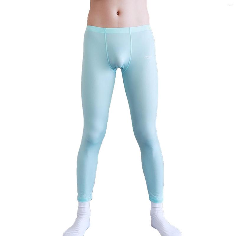 

Men's Pants Men Male Elastic Waist Stretchy Bulge Pouch Leggings Solid Color Athletic Yoga Gym Fitness Running Bottoms, Sky blue
