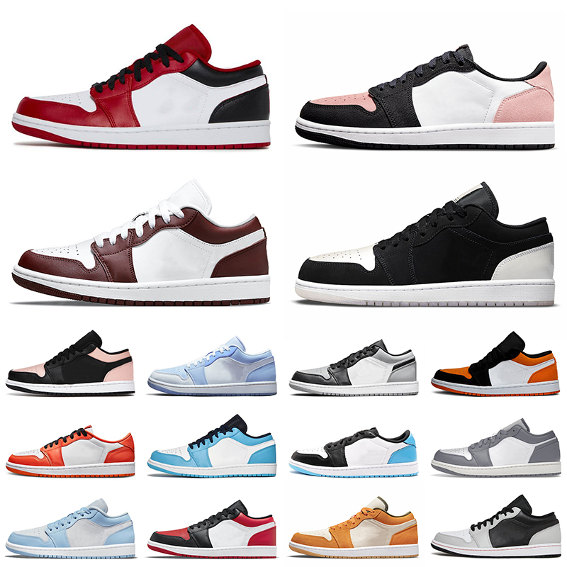 

Professional Jumpman 1 Low 1s Men Basketball Shoes Women Vintage Grey Ceramic Aluminum Top Shadow Toe Trainers Sneakers Sports Diamond Shorts Bleached Coral Size 46, Black cyber