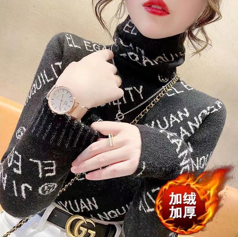 

Women's Sweaters Hip Hop Luxury Fashion Thickened Warmth Turtleneck Loose New Dress Pullovers Sweater, 05
