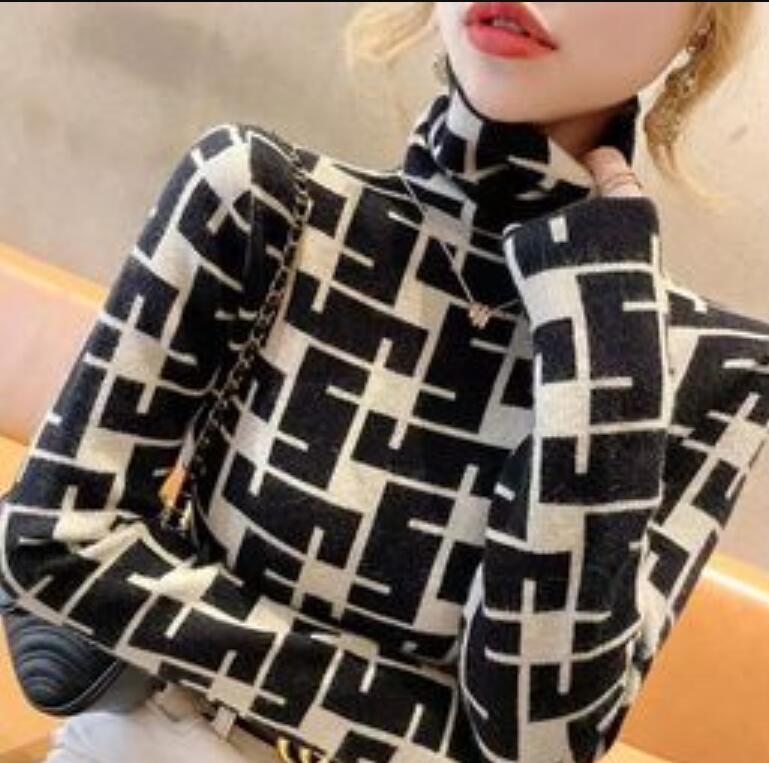 

Women's Sweaters Oversized Vintage Print Long Sleeve Warmth Half High Collar T Shirt Dress Tee Apple crop Tops, 21