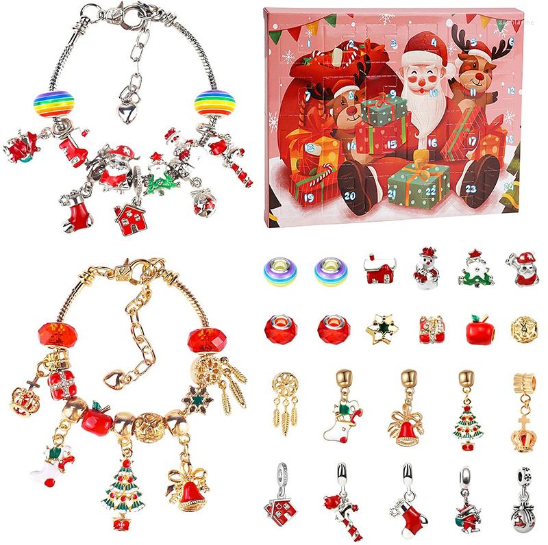 

Link Bracelets 24 Days Christmas Advent Calendar Women Girls Jewelry DIY Countdown Charm With Bracelet Set Gift For
