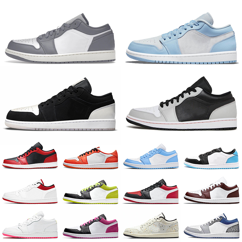 

Classic Jumpman 1 Low Basketball Shoes 1s Men Aluminum Shadow Toe Trainers Sports Diamond Shorts Bleached Coral Mighty Swooshers Women Vintage Grey Sneakers US 12, Grey fog bleached coral