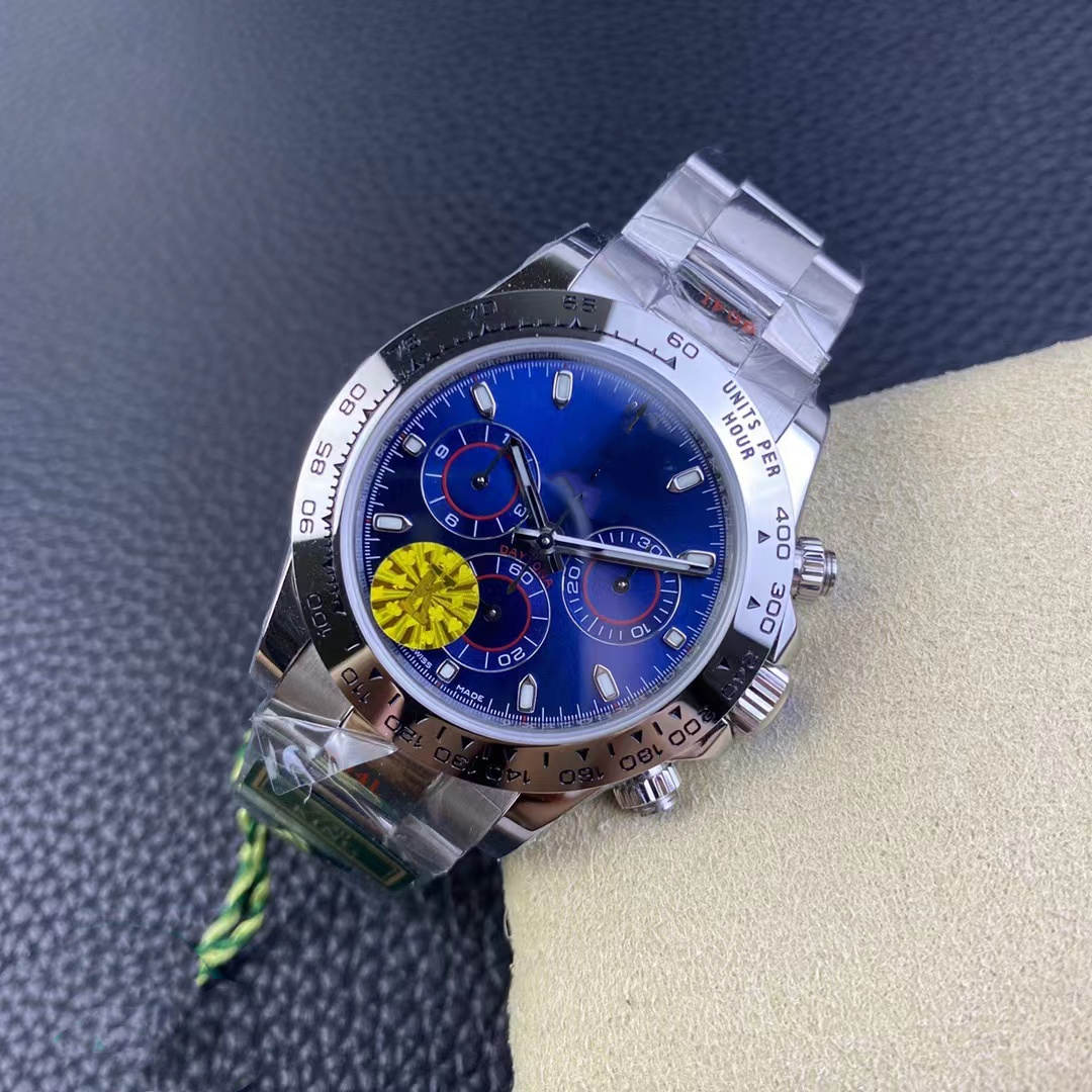 

King factory Timing watch 7750 mechanical movement Size 40 mm 12.3 MM thickness 904L steel watchband is waterproof with sapphire crystal glass, As shown
