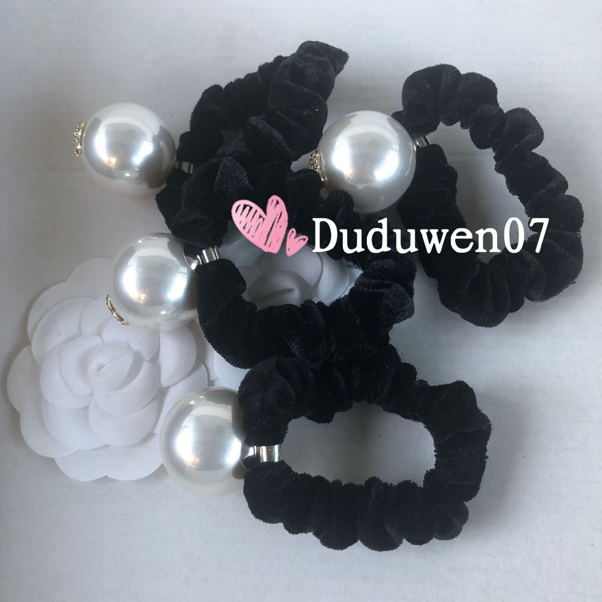 

Party Favor velvet hair rope big pearl 30mm hairband hairtie fashion hair tie C stones marks wedding gift vip-cards