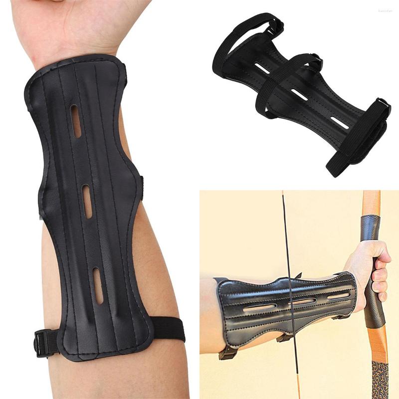

Knee Pads Black PU Leather Archery Bow Target Arm Guard Forearm Armband Protection Hunting