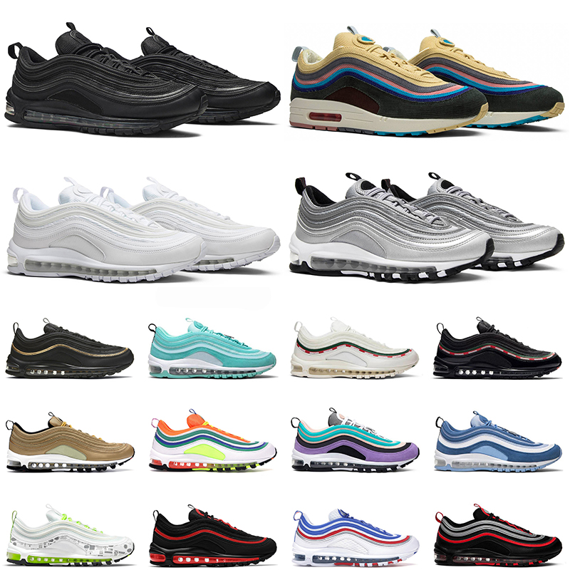 

men women 97 running shoes Triple White Black Silver Bullet 97s Sean Wotherspoon Red Leopard Bred Sail Pink mens trainer, # 35