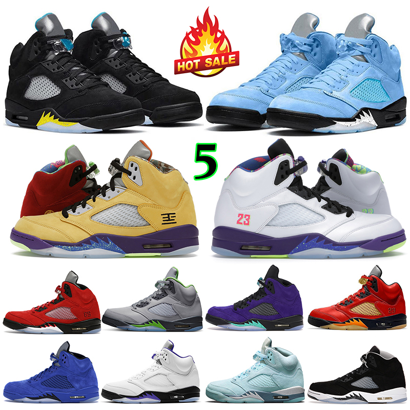 

Jumpman 5 Men Basketball Shoes 5s Oreo UNC Raging Red Concord Blue Bird Racer Blue Metallic Green Bean Anthracite Alternate Bel Sports Sneakers, Bluebird