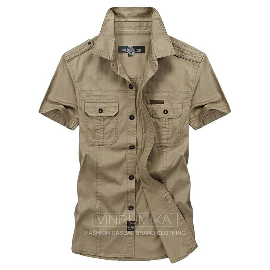 

Plus Size -5xl Summer Men 'S Casual Brand Short Sleeve Shirt Man 100 %Pure Cotton Afs Jeep Khaki Shirts Army Green Clothing 241N