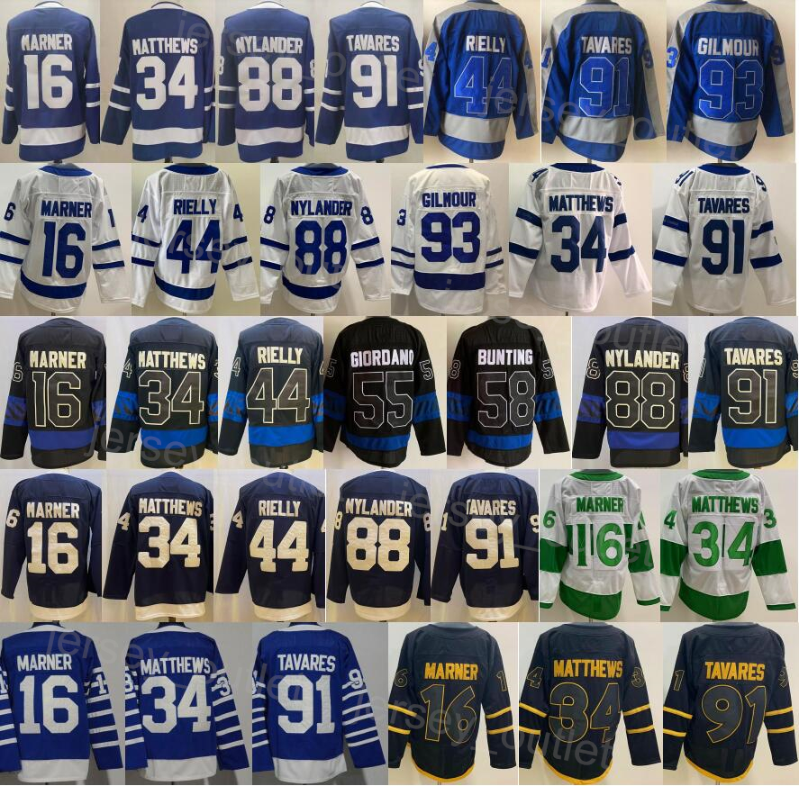 Reverse Retro Hockey 34 Auston Matthews Jersey 16 Mitchell Marner 88 William Nylander 91 John Tavares 44 Morgan Rielly 55 Mark Giordano Michael Bunt