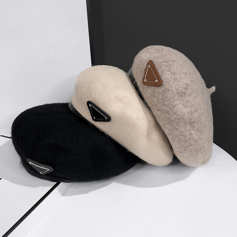 

2022 Wool Thick Designers Berets Artist French Beret Women Painter Hat Girls Female Warm Walking Cap Outdoor Hats P122, Grey