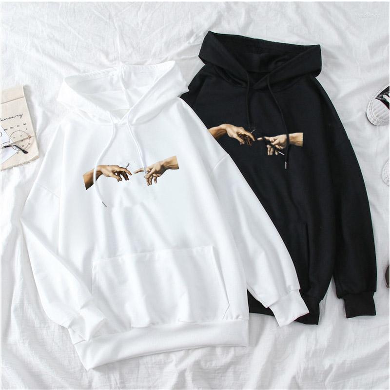 

Women's Hoodies Hand Of God Print Women Simple All-match Leisure Oversize Korean Style Warm Kawaii Womens Loose Harajuku Hoodie Women's, Beige