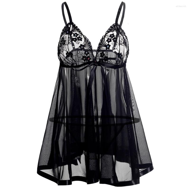 

Women' Sleepwear Plus Size Women Nightgown Nightwear Sexy Lingerie Lace Slits Nightdress V-neck Nightie Vintage Female Robe Pijama, Black