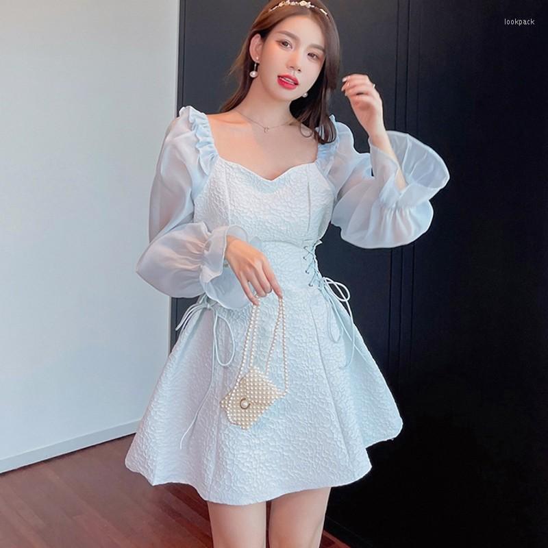 

Casual Dresses Korean 2022 Spring Sweet Temperament Women Long Sleeves Vestidos, Picture shown