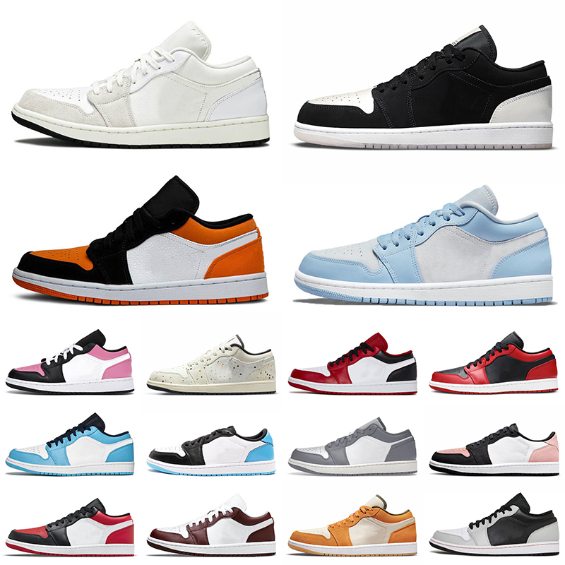 

Fashion Jumpman Basketball Shoes 1 Low Sneakers Women Vintage Grey Aluminum Diamond Shadow Toe Trainers 1s Men Sports Diamond Shorts Bleached Coral Bulls Jogging, Black cyber