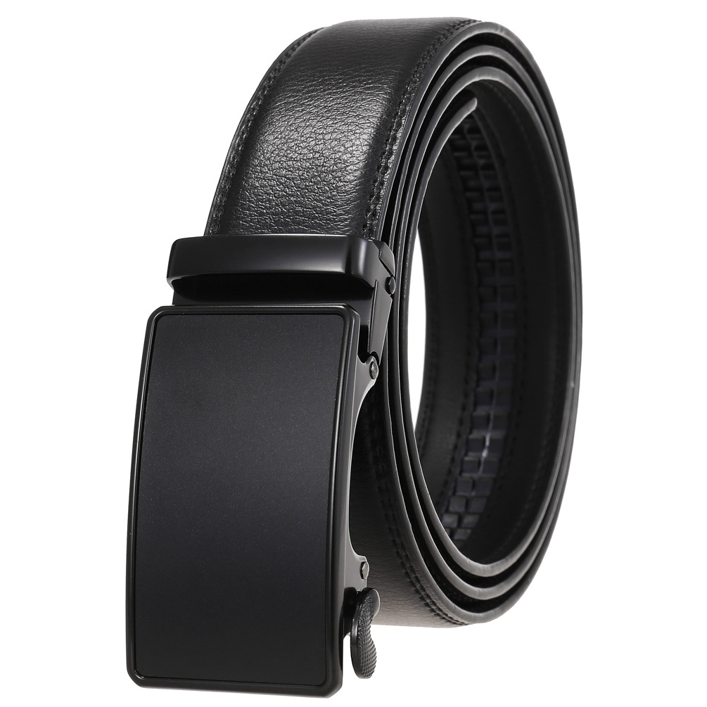 

Automatic Buckle Genuine Leather Belts for Men Accepted Men's Cowhide Alloy Buckle Belt Cow Hide, With box