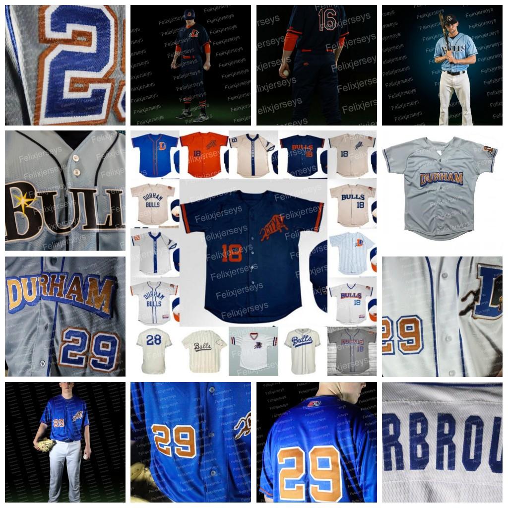 

baseball jersey 29 YARBROUGH Durham Bulls Baseball Jersey 8 Crash Davis 37 Nuke' LaLoosh 27 Mike Ford 19 Dalton Kelly 50 Mike Brosseau 9 Tri, Orange
