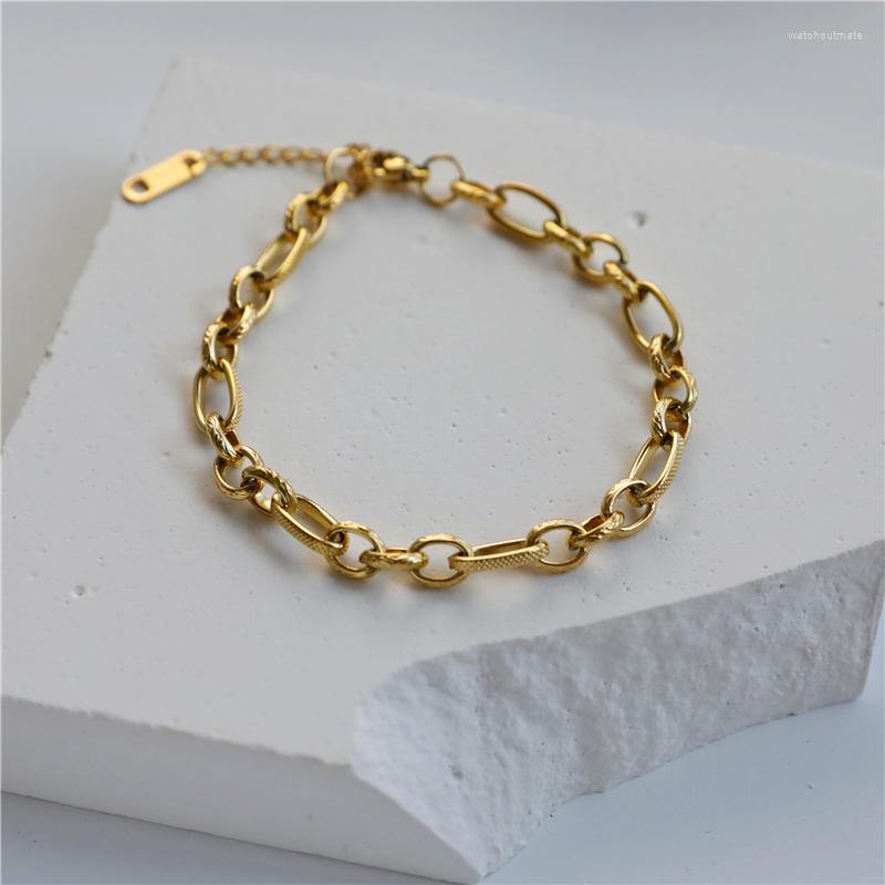 

Charm Bracelets Stainless Steel Jewelry Round Circle Oval Linked Chain Bracelet For Women Trendy Wholesale
