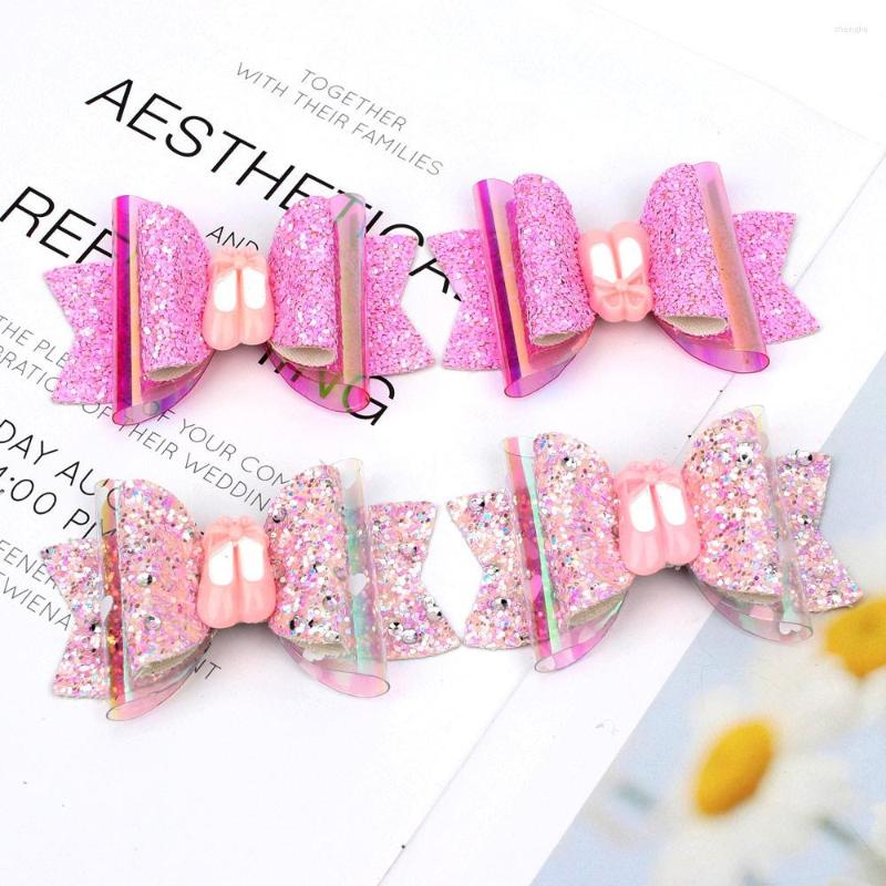 

Hair Accessories 2PCS/LOT 3" PINK Ballet Dance Clips For Girls Kids Glitter Back To School Bows Hairpins Student
