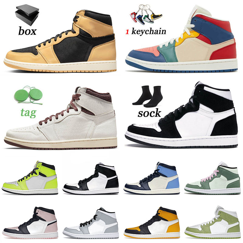

1 1s OG Jumpman Men Basketball Shoes Heirloom Denim Black Gold Twist Bred Patent Taxi Lost Found Georgetown Mens Women Sports Trainers Sneakers Size 12, C32 mid dutch green 36-40