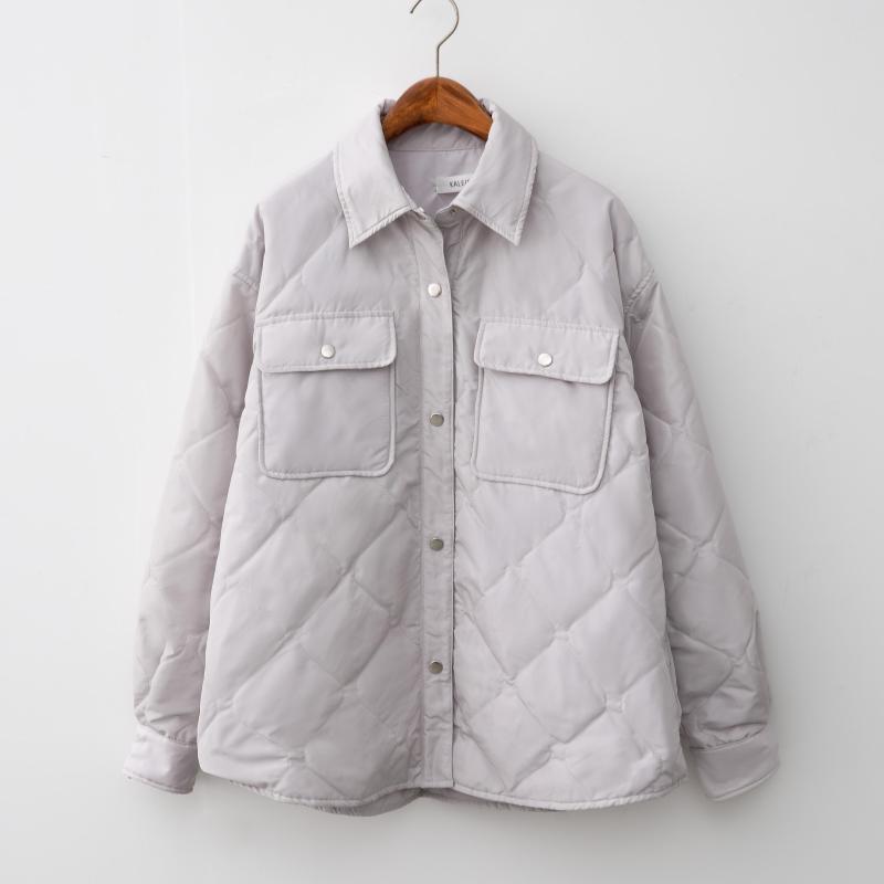 

Women's Trench Coats 2022 Design Women Autumn Puffer Jacket Shirt Coat, Gray