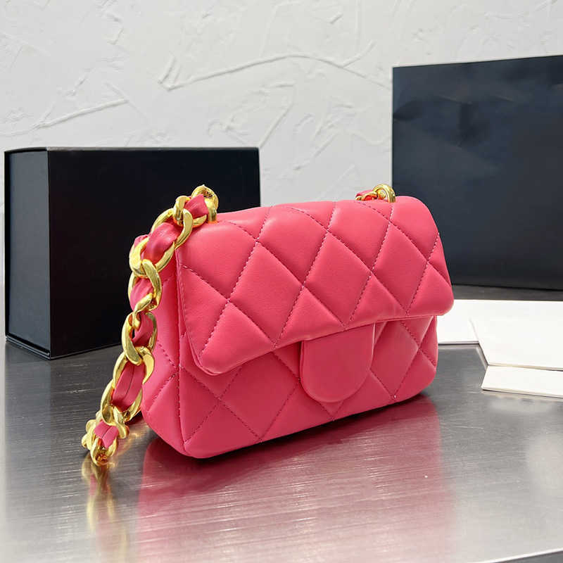 

France 22P Classic Mini Flap Quilted Thick Chain Bags Luxury Designer Large Capacity Handbags Gold Metal Hardware Turn Lock Purse Womens Out, Box