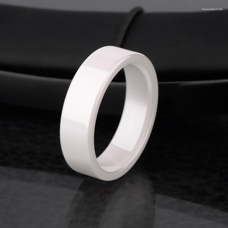 

Wedding Rings Fashion 4mm/6mm White Hi-Tech Ceramic For Man And Woman Flat Top Comfort Fit Size 5-12