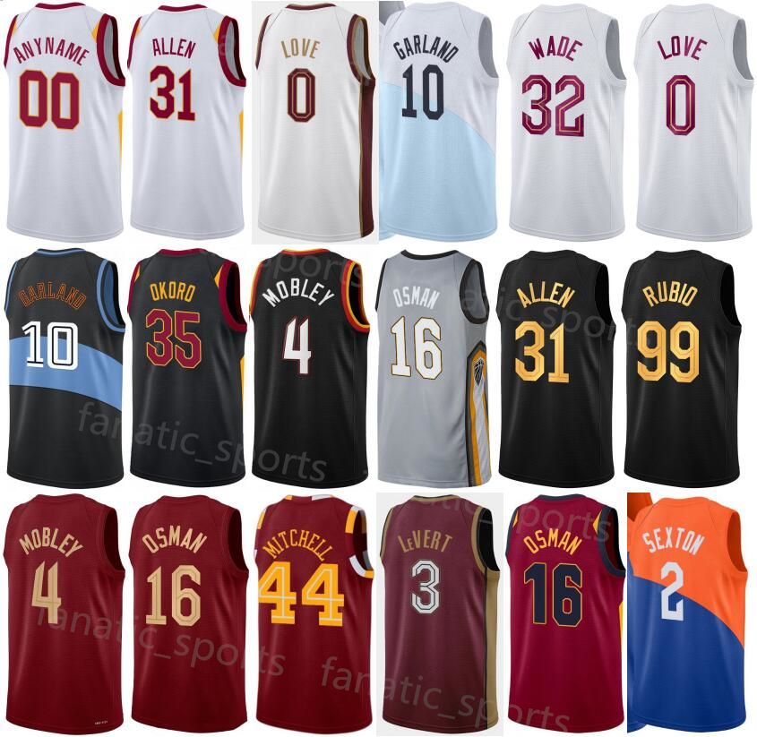 

basketball jersey Screen Printed Edition Basketball Earned Ricky Rubio Jersey 99 Cedi Osman 16 Jarrett Allen 31 Donovan Mitchell Darius Garl, Black