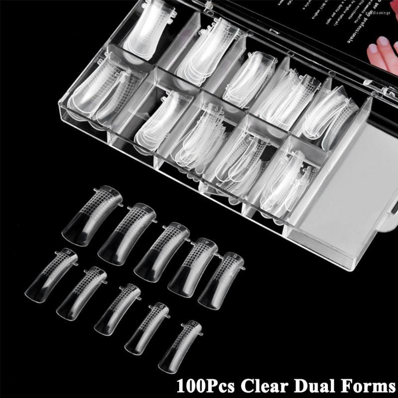 

False Nails 100/20Pcs Full Cover Quick Building Gel Mold Tips Dual Forms Nail System Clear Extension DIY Accessoires Manicure Too