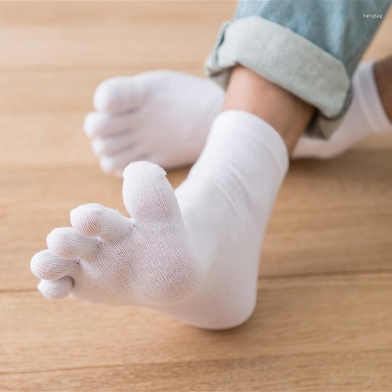 

Men's Socks Good Quality Men Spring And Autumn Pure Cotton Casual Five-finger Solid Color Split Toe MKC014, Black