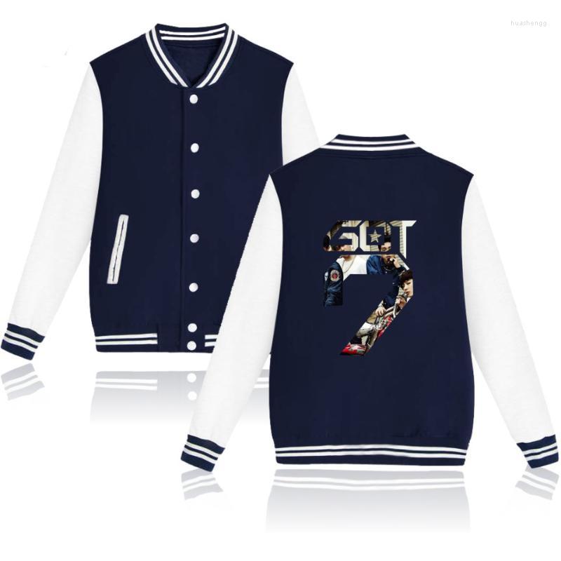

Men's Jackets Men's GOT7 Baseball Jacket Men/Women Harajuku Sweatshirts Women Hoodies Coat CoatsMen's, Black and white