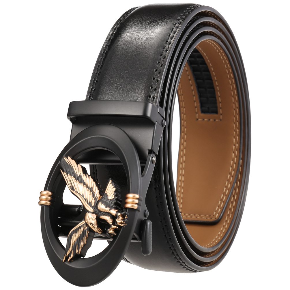 

Leather Belt Men Genuine Luxury Leather Belts for Men Strap Male Metal Automatic Buckle, With box