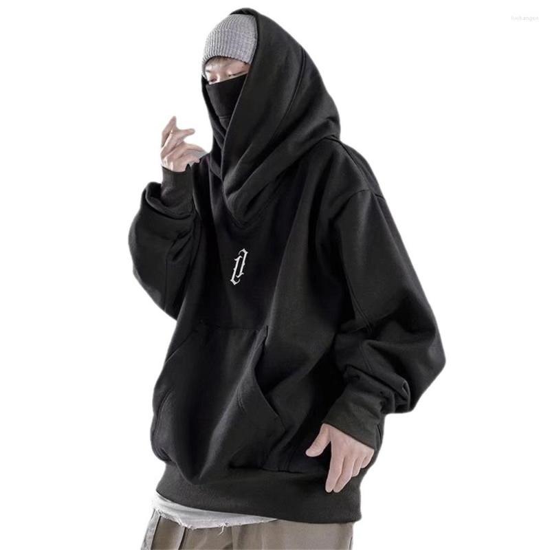 

Men's Hoodies 833 Korean Autumn/winter Turtleneck Hoodie Loose Comfortable Men's Wear Harajuku Hip Hop Streetwear Wool Hood Large, Black